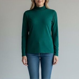 GAP Forest Green Stretch Turtleneck Top Size Large